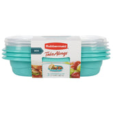 Rubbermaid TakeAlongs 3-7-cup divided rectangle in Teal Splash showcases ready-to-go meal portions.