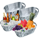 Ruizhihu four-pack 3-gallon galvanized tub for outdoor beverage cooling.