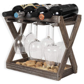 Rustic State Cava wine rack holds 4 bottles on walnut wood