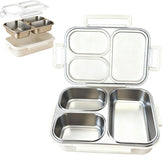 RVPYK stainless steel bento box with leakproof three compartments keeps meals separate.