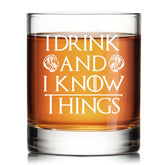 RZHV Drin And I Know Things whiskey glass front view showing clarity for bourbon and scotch