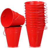Sadnyy 12-pack galvanized buckets with handles, ideal for festive candy displays.