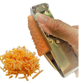 SAFEGRATE Grater Guard on a grater shields fingers during shredding.