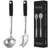 Safring soup ladle in stainless steel showing durable serving design for easy cleanup