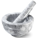 Sagler mortar and pestle set in marble gray exterior for stylish grinding
