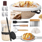Saicefe sourdough starter kit with round proofing basket ready for proofing and rise