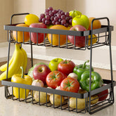 Sakugi 2-tier fruit basket with removable banana hanger keeps produce organized and fresh.