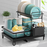 Sakugi X-Large Dish Drying Rack top view showing spacious plate drying area for quick organization