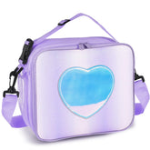 Samhe Rainbow Lunch Bag front view with glitter rainbow design for stylish school meals.