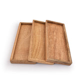 Samhita mango wood serving platter with raised edge for stable appetizers.