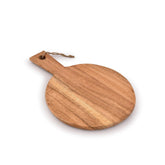 Samhita round acacia cutting board with handle ready for charcuterie presentation