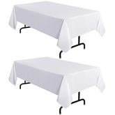 Sancua 2-pack white tablecloth on 60x102 inch rectangle protects surfaces from stains