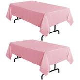 Sancua pink tablecloth on a 60-102 inch table showing elegant drop and color.