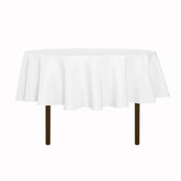 Sancua round tablecloth 70inch white closeup shows durable polyester fabric.