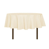 Sancua round beige 80-inch tablecloth with elegant drape and protection for dining surfaces.