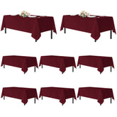 Sancua Burgundy tablecloth on a 6-foot rectangle table for formal dining.