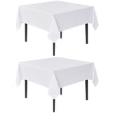 Sancua white square tablecloth 70x70 folded for quick setup outdoors.