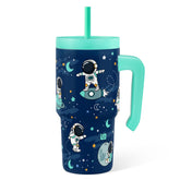 SANDJEST Astronaut Tumbler with half-handle offers easy grip for kids on the go.