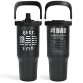 SANDJEST Best Dad Ever Tumbler 30oz with carry handle keeps drinks hot or cold on the go
