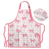 SANDJEST Bow Kid Apron front view showing adjustable fit and pocket