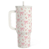 SANDJEST Bow Tumbler 40oz front view highlights bold design for on-the-go hydration