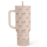 SANDJEST Bow tumbler with handle and 40oz capacity for on-the-go hydration