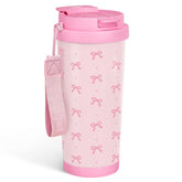 SANDJEST Bow Tumbler pink lid for easy on-the-go sipping
