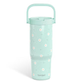 SANDJEST Daisy 30oz tumbler front view in mint with durable insulation for on-the-go hydration