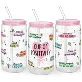 SANDJEST glass tumbler 16oz with acrylic lid and straw for stylish iced coffee on the go