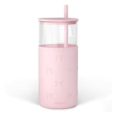 SANDJEST glass tumbler with straw and lid for easy on-the-go hydration