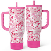 Sandjest Heart Tumbler with Handle in bold 40oz for on-the-go hydration