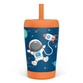 SANDJEST Kid Tumbler with astronaut design keeps drinks cool for kids on the go.
