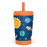 SANDJEST kid tumbler with outer-space pattern keeps drinks cool during playtime