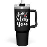 SANDJEST 40oz tumbler with handle, front view, easy hydration on the go