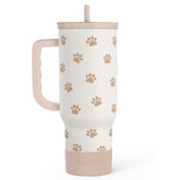 SANDJEST Paw Print Tumbler with Handle—robust 40oz design for all-day hydration
