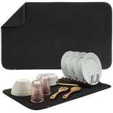 S&T INC dish drying mat 18x30 absorbs water to keep countertops dry.