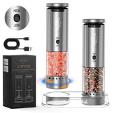 Sangcon salt-and-pepper grinder front view with a sleek silver finish for modern kitchens.