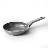 Sanho 8-inch frying pan top view highlights nonstick ceramic coating for effortless release.