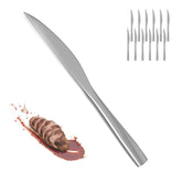 SANTUO steak knives 12-piece set with mirror polish elevating table elegance.