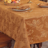 SASTYBALE fall tablecloth with brown maple leaves jacquard texture for autumn dining.