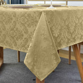 SASTYBALE jacquard tablecloth in gold, 52x70, elegant damask for dining ambiance.