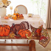 SASTYBALE Thanksgiving tablecloth featuring turkey and cornucopia design for autumn gatherings