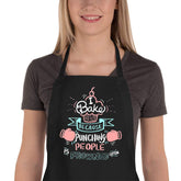 Saukore funny baking apron front view adds cheer during cooking.