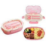 SAYAPE Bento Box pink shows three compartments for tidy meal separation.