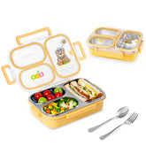 Sayape stainless steel bento box with three compartments keeps kids' meals organized at school.
