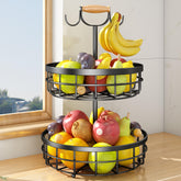 SAYZH 2-Tier fruit basket with banana hanger for organized storage on the counter