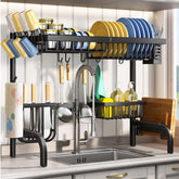 SayZH over the sink drying rack installed above a double sink, saving counter space.