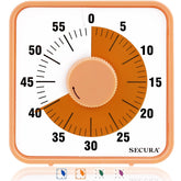 Secura 7.5-inch visual timer with orange dial provides clear countdown visibility.