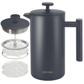 Secura French Press exterior stainless steel body for durable daily use.