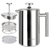 Secura French Press with a stainless steel body for durable performance and even heat distribution